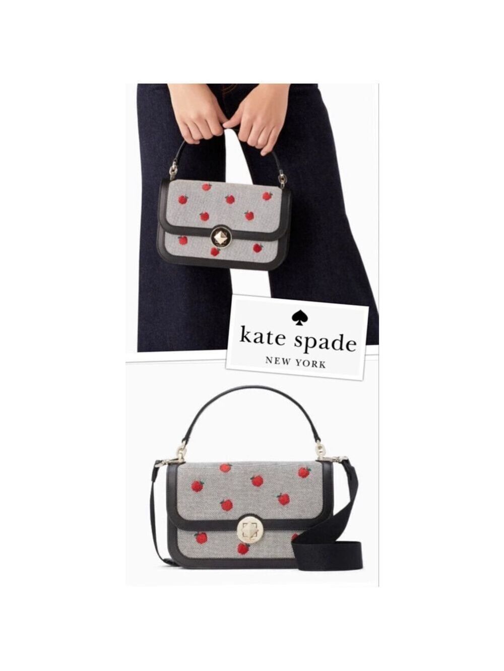 Kate Spade Academia Apple Embroidered Luxury Top Handle Crossbod Bag Retail $448